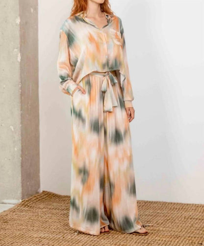 Printed Ecovero Viscose Wide Leg Trousers