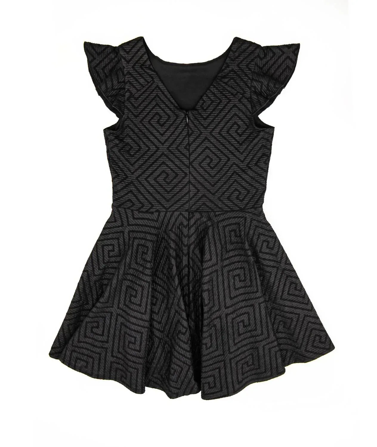 By Debra - Girls Nadine Pattern Flutter Sleeve Fit And Flare Dress - Rack Hunt