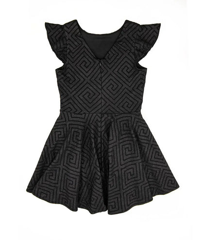 By Debra - Girls Nadine Pattern Flutter Sleeve Fit And Flare Dress - Rack Hunt