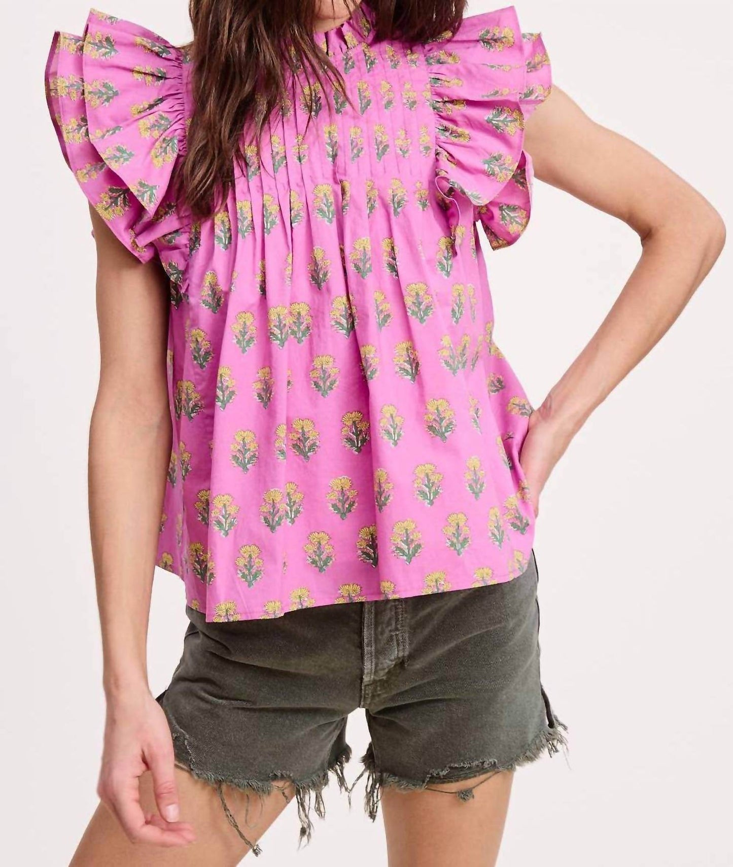 Ultramarine - Floral Cluster Ruffle Blouse - Rack Hunt -