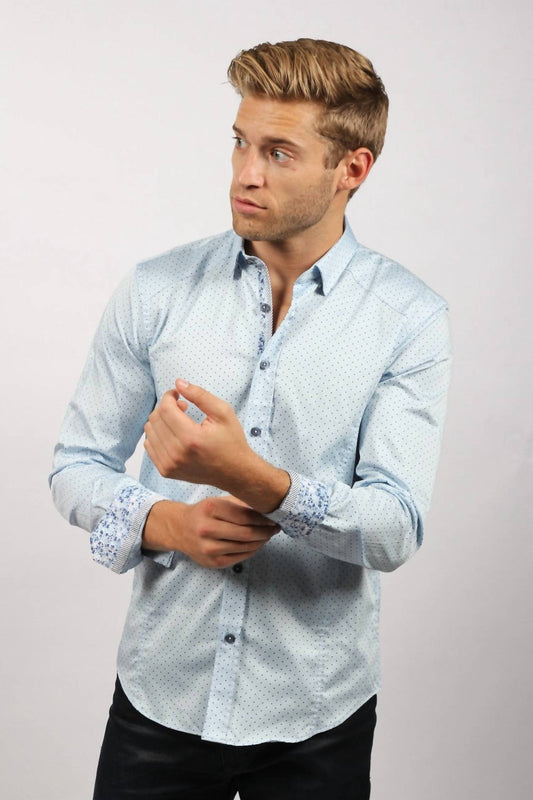 Polka Dots Button Down Shirt With Trim