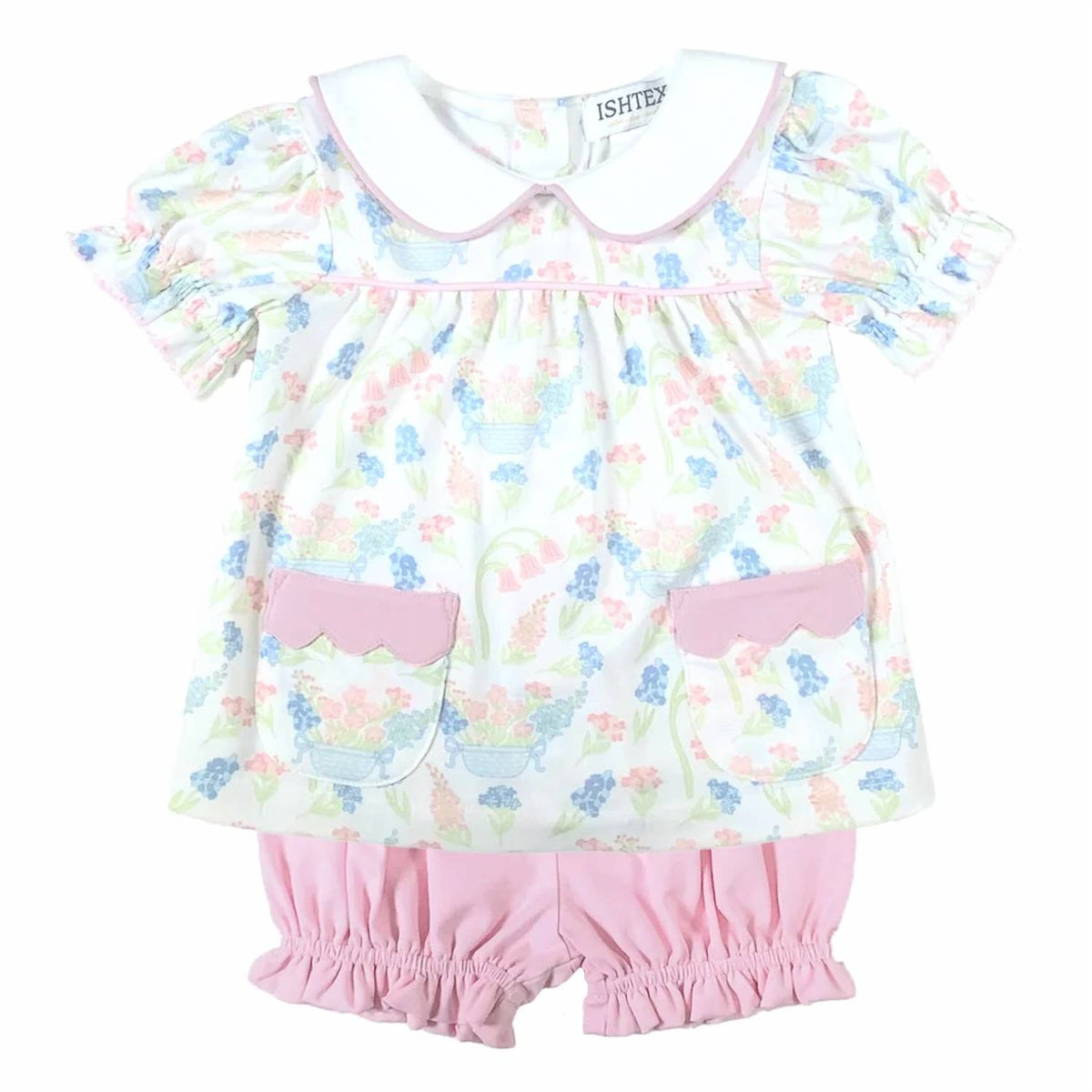 Girls Floral Elastic Waist Bloomers Set