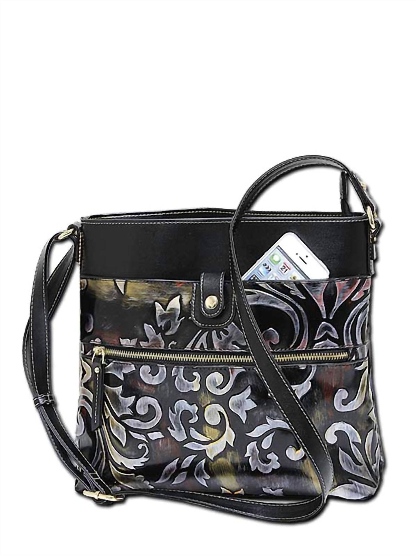 Women's Mirabelle Tooled Embossed Leather Crossbody Bag