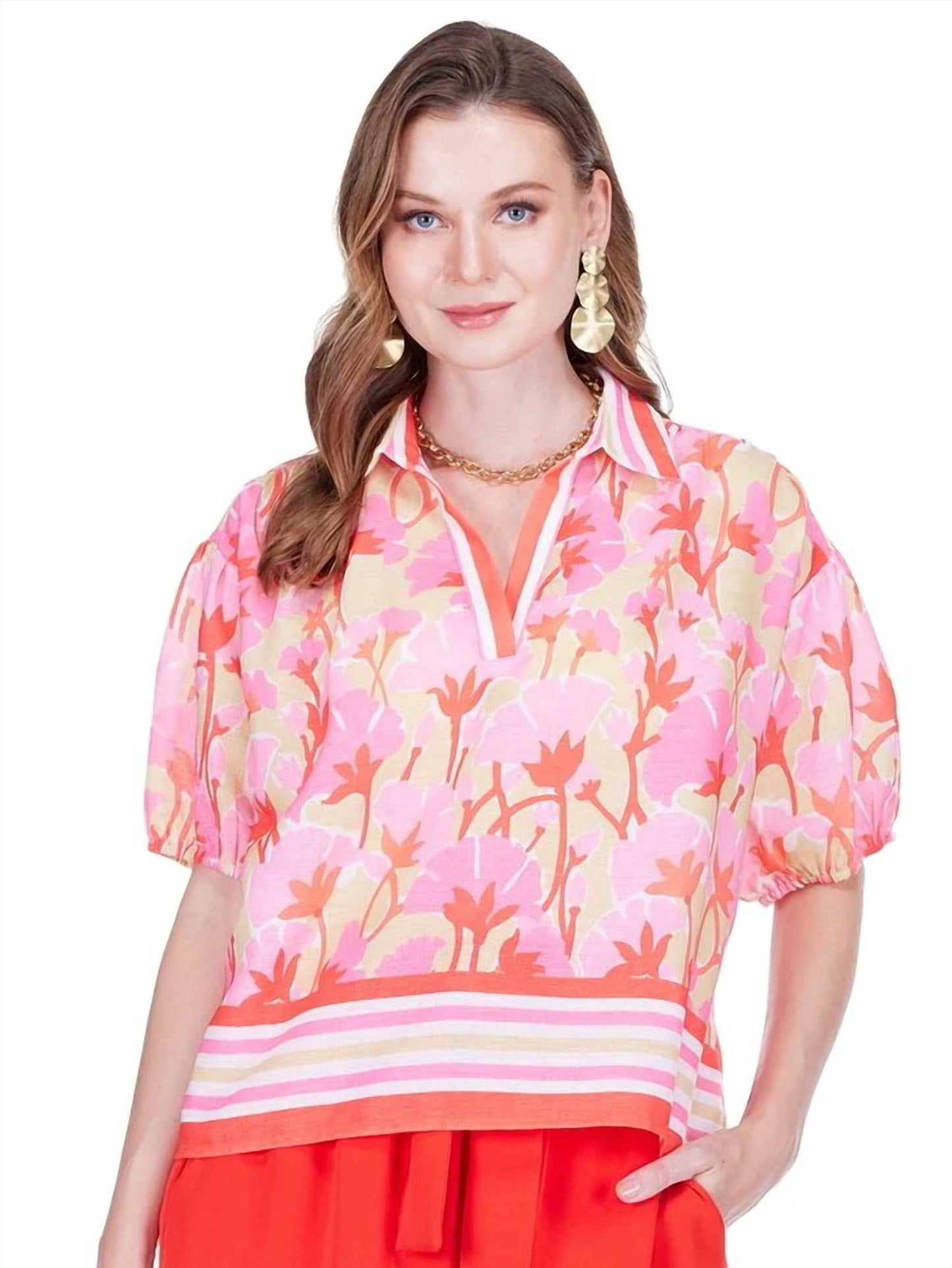 Striped Blossom Top