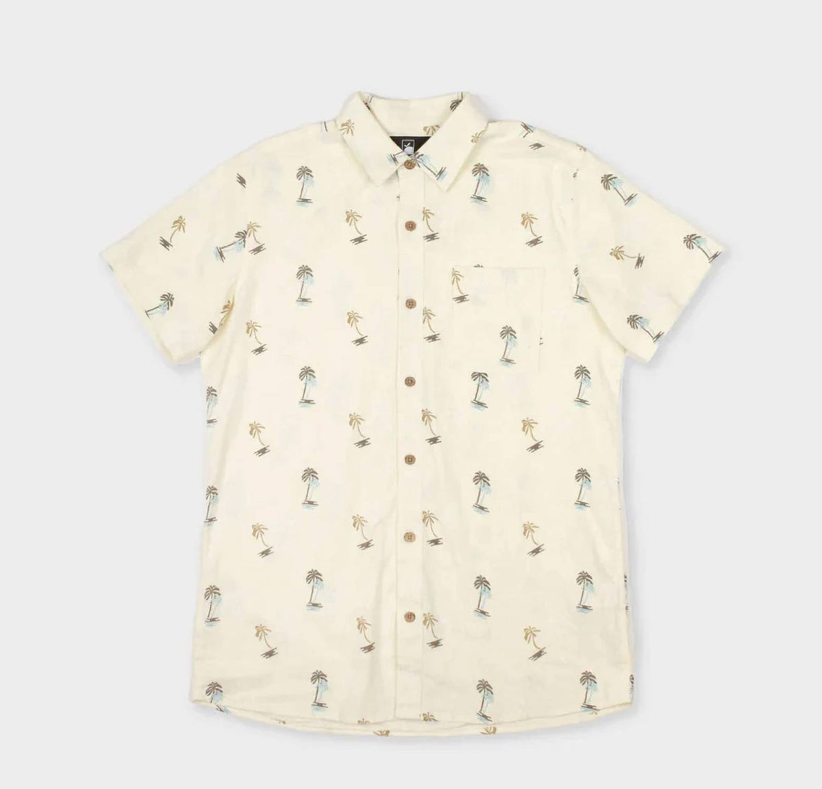 Men's Retro Palms Hemp Linen Woven Shirt