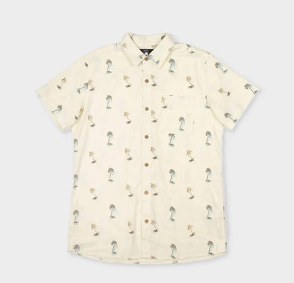 Men's Retro Palms Hemp Linen Woven Shirt
