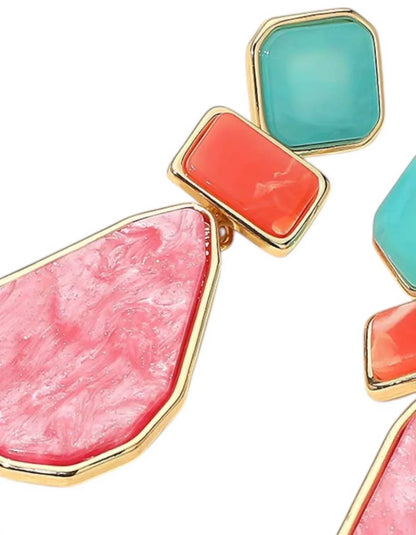 Sensibling Corp - Women's Noelle Geometric Resin Plate Drop Earrings - Rack Hunt