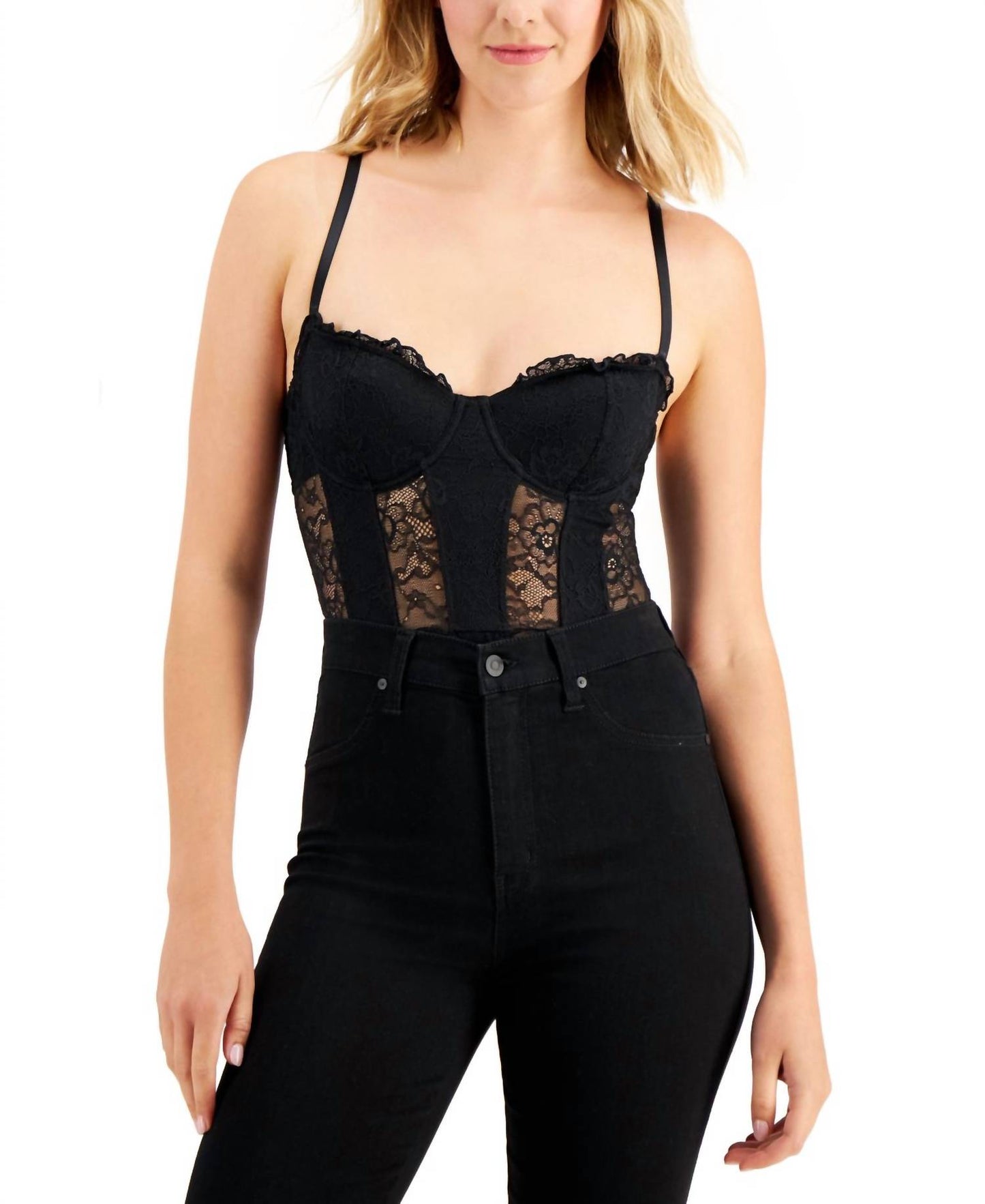 Intimate Solid Lace Cup Bodysuit