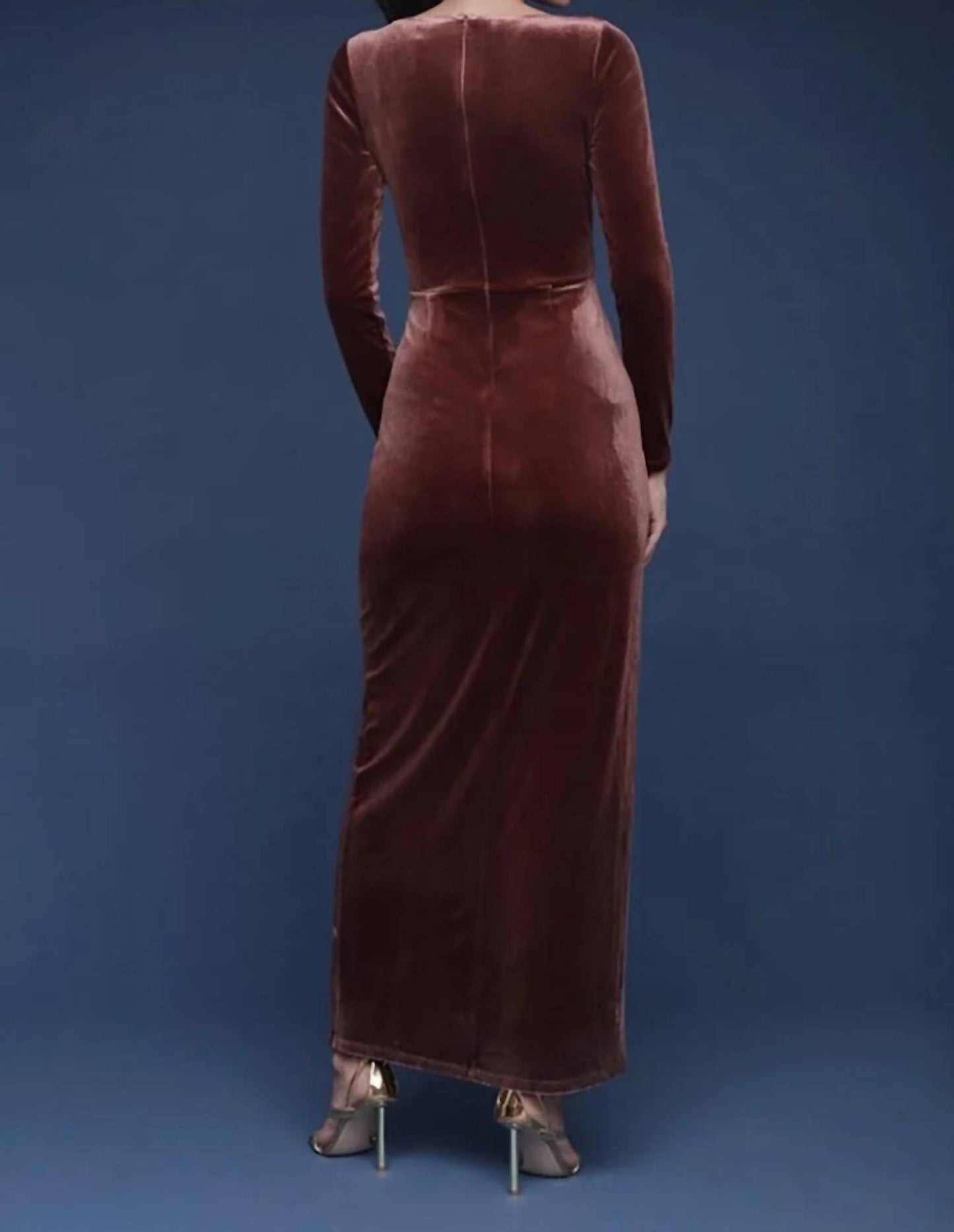 Velvet Cutout Drape Maxi Dress
