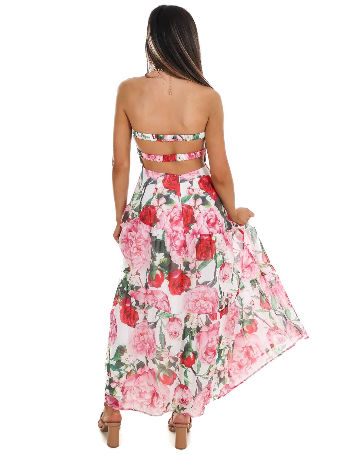Women's Afternoon Garden Stroll Strapless Maxi Dress