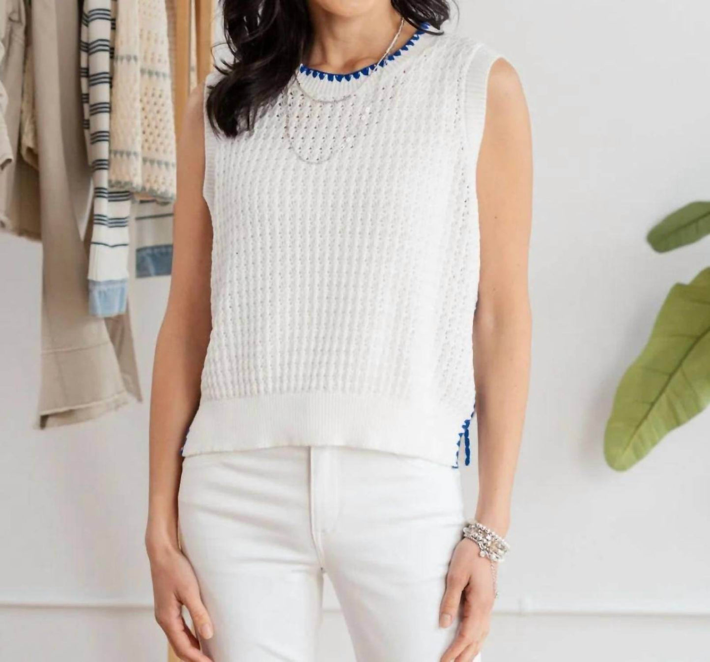 Mac & Me - Boarder Crochet Sleeveless Sweater - Rack Hunt
