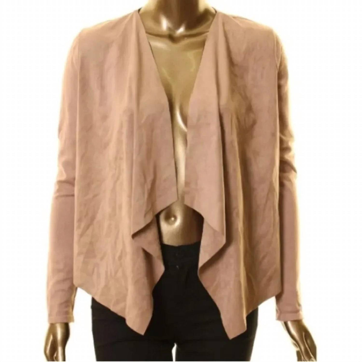 Faux Suede Open Front Jacket