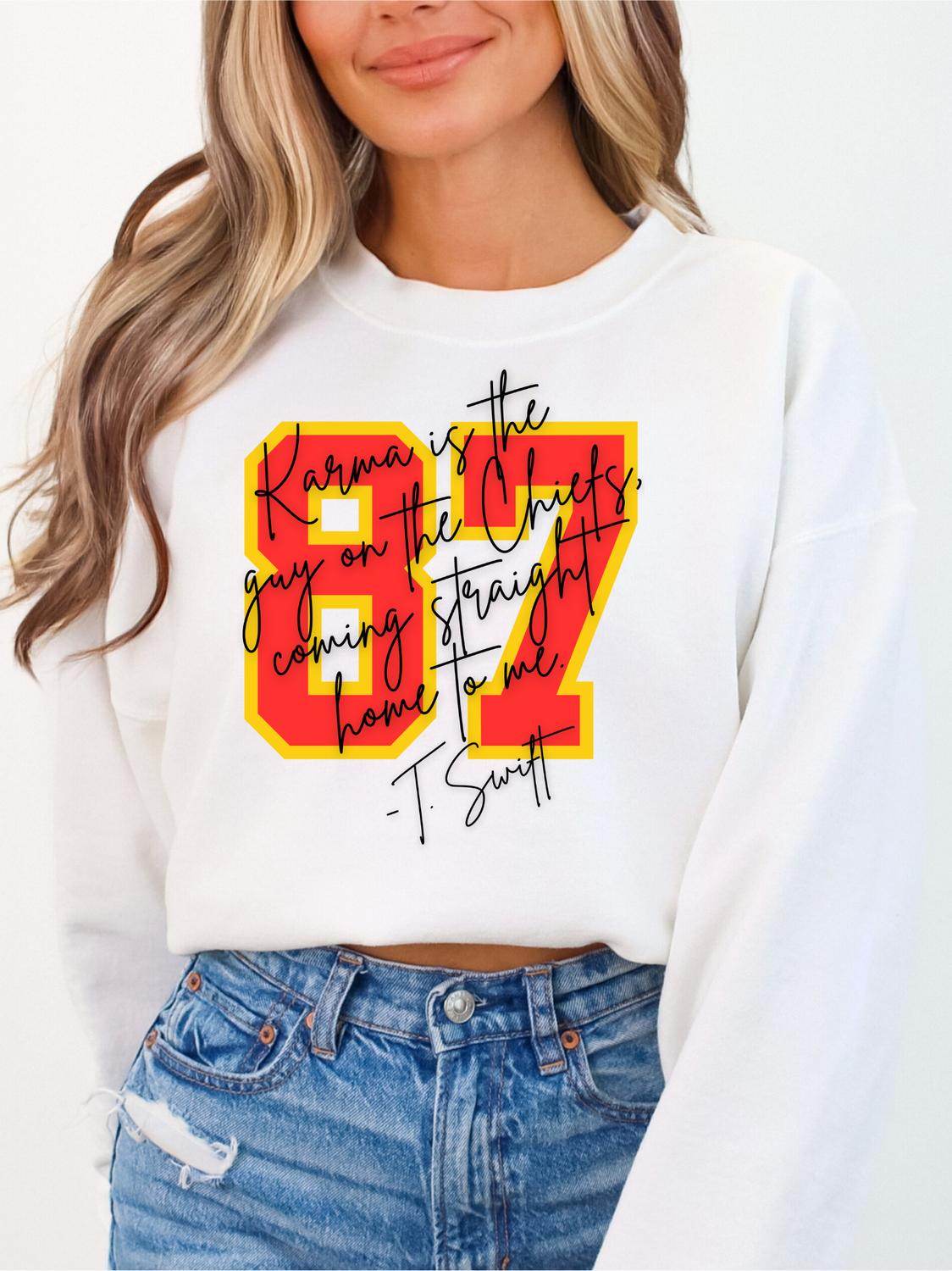 Nu Kustomz LLC - 87 Karma Is The Guy On The Chiefs Sweatshirt - Rack Hunt -