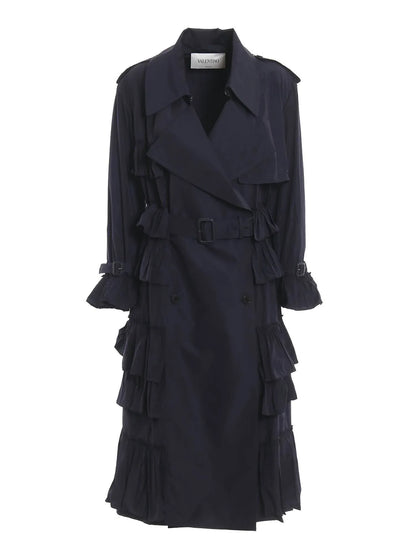 Valentino - Frilled Long Trench Coat - Rack Hunt