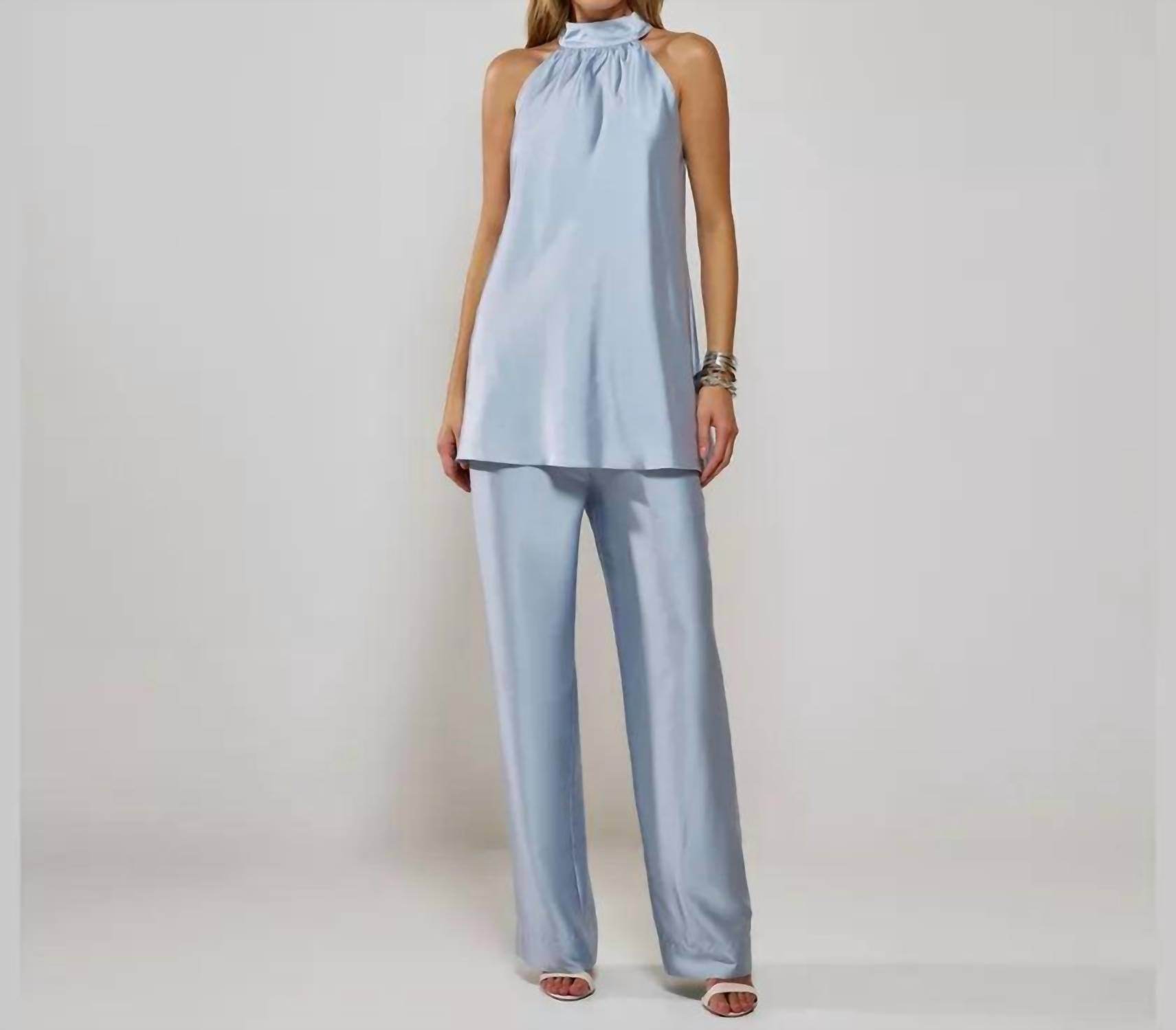 Raizz - Gisele Satin Top And Pants Set With Scarf - Rack Hunt -