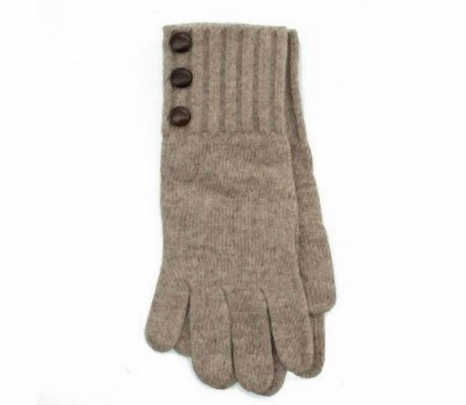 Portolano - Women's Ribbed With Leather Button Details Gloves - Rack Hunt