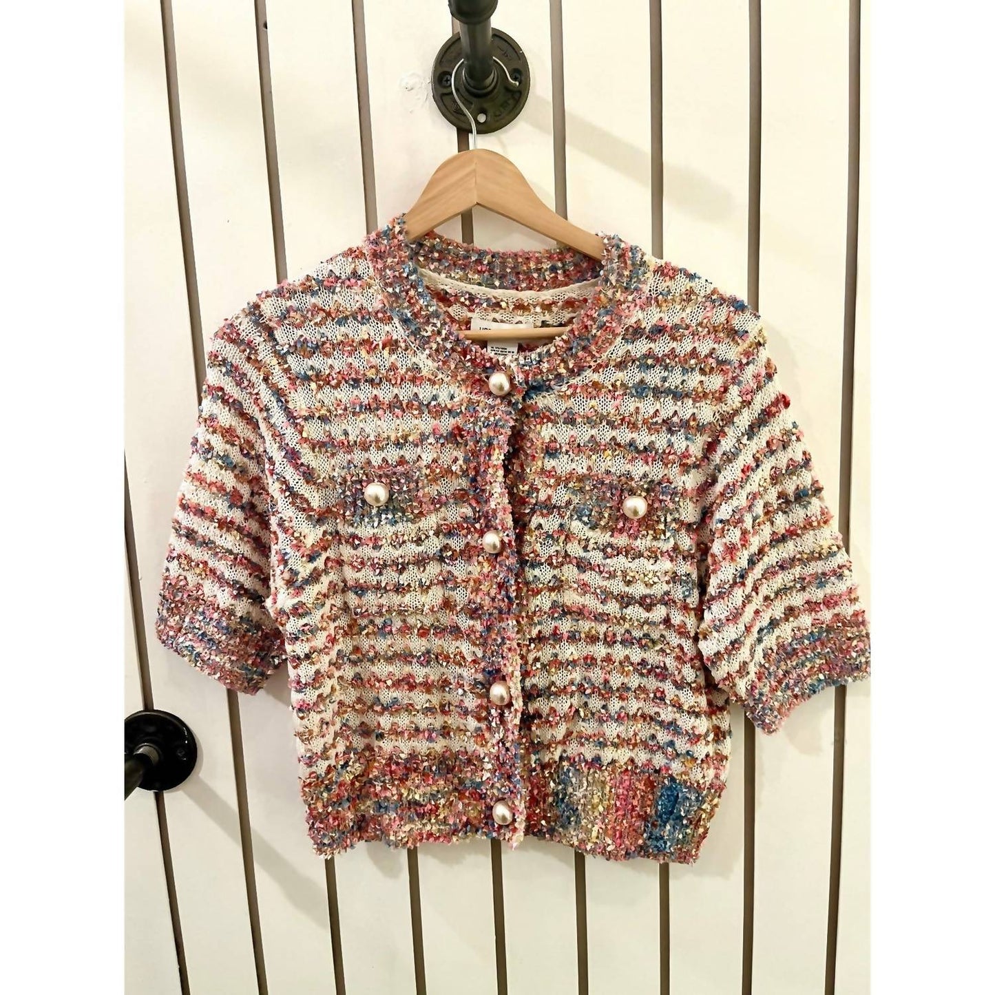 Women's Knit Sweater With Pearl Buttons