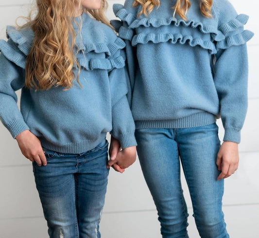 Double Ruffle Crewneck Sweater