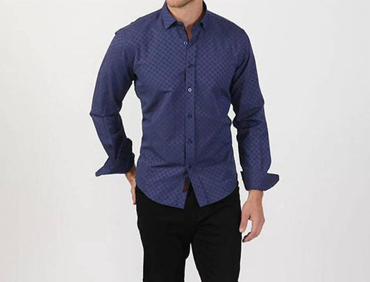 Sax Design Button Down Jacquard Shirt