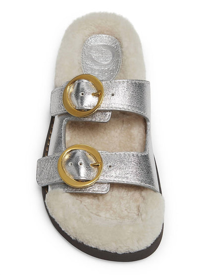 Women's Metallic & Shearling Footbed Flats