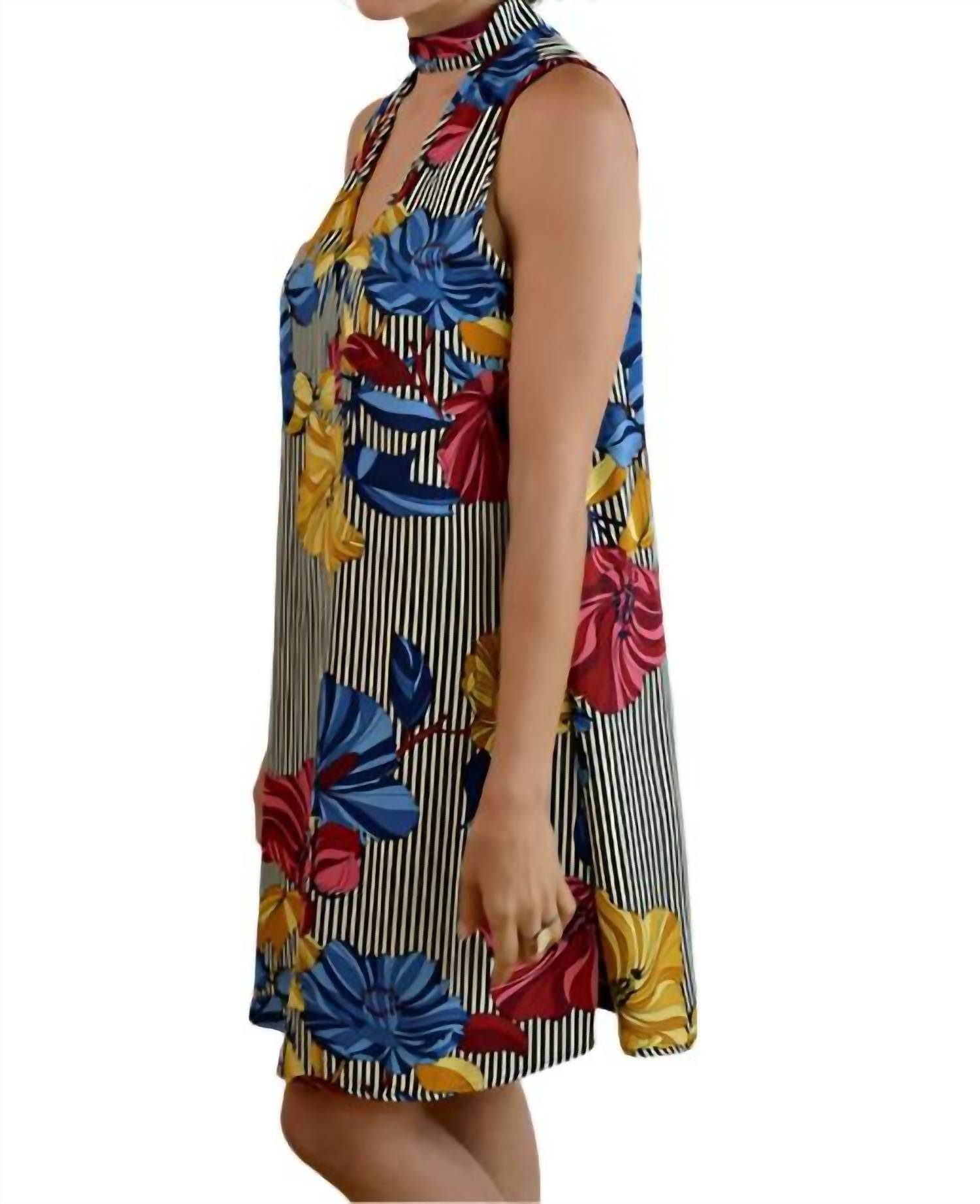 Sun & Moon - Floral Choker Sleeveless Mini Dress - Rack Hunt -