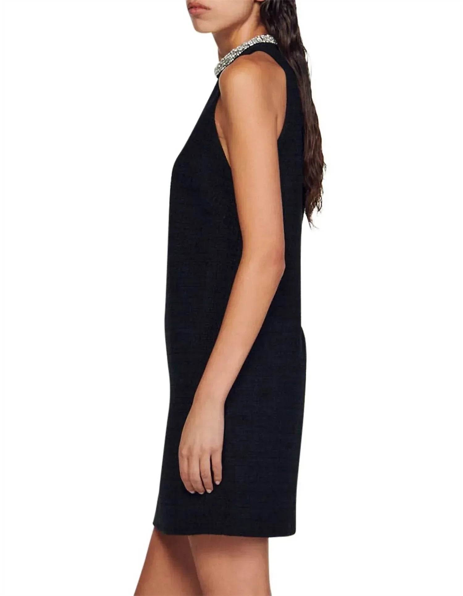 Sandro - Sleeveless Embellished Collar Cotton Mini Dress - Rack Hunt