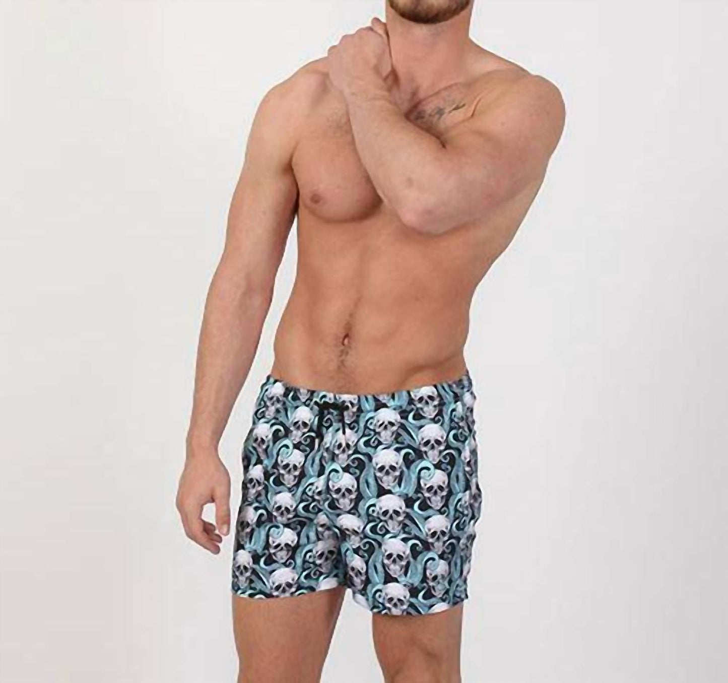 Kraken Skulls Print Swim Trunks