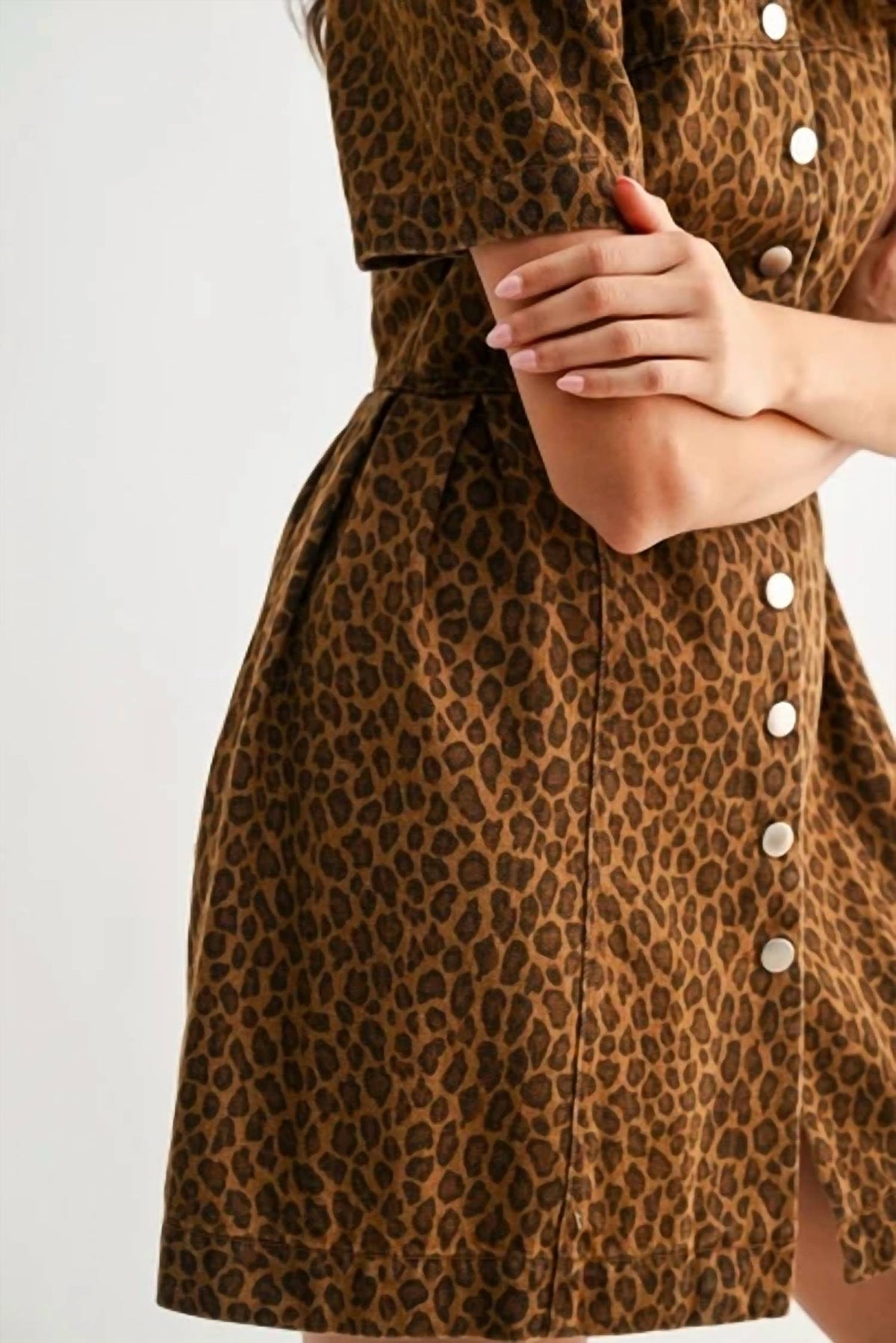 Cora Button Front Short Sleeve Mini Dress