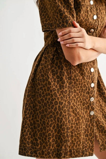 Cora Button Front Short Sleeve Mini Dress