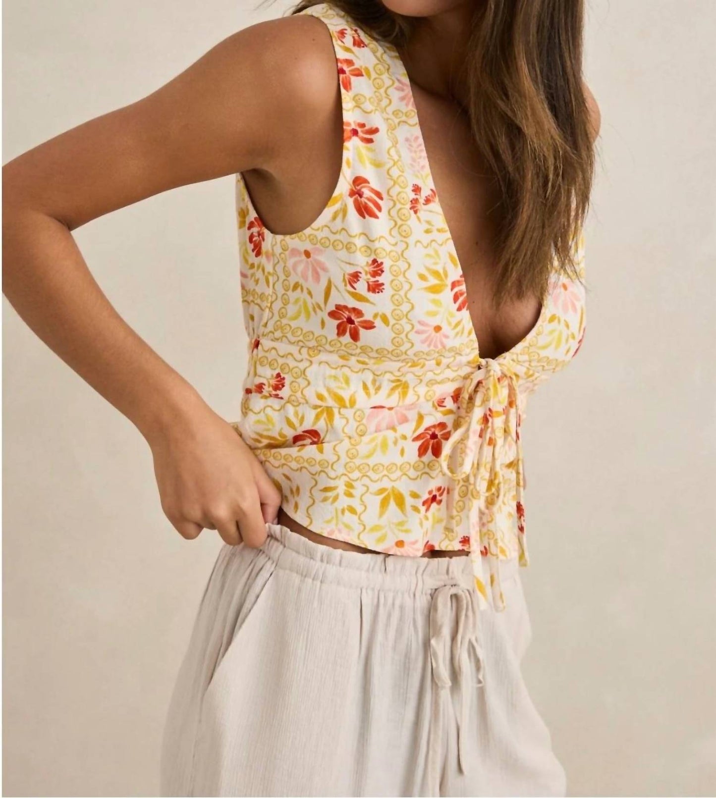 Wildflower Linen Tie Top