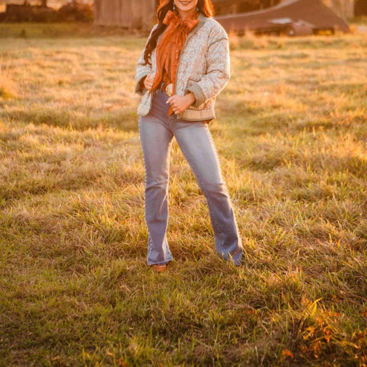 Punchy Pearl Denim Flare Leg Jeans