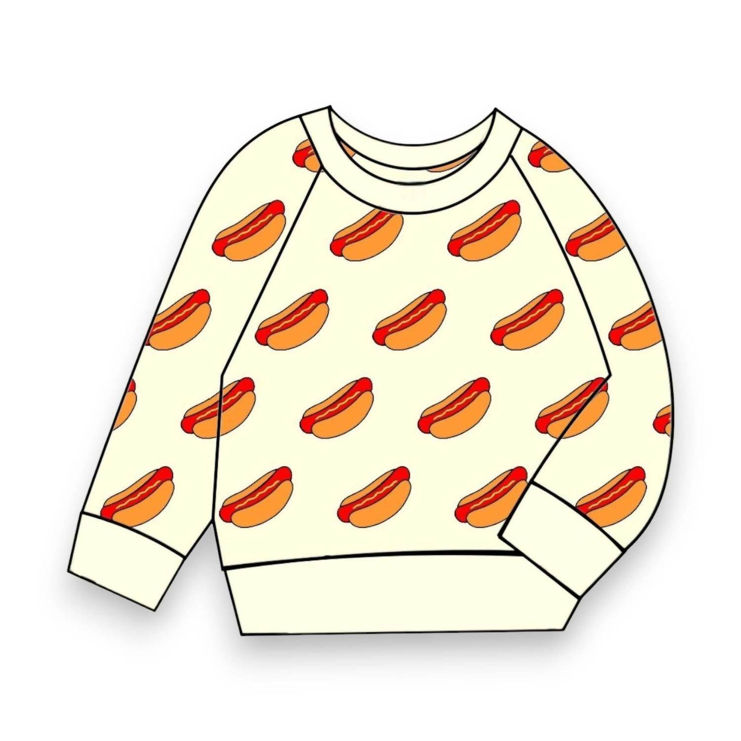 Best Day Ever Kids - Kid's Printed Sweatshirt Hot Dog! Pullover Sweatshirt - Rack Hunt -