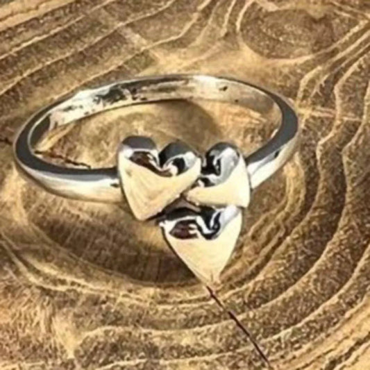 BOHO SOL - Women's Triple Heart Stacker Layer Ring - Rack Hunt
