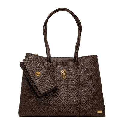 Women's Travel Woven Tote Bag With Clutch