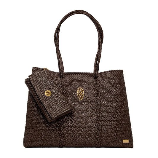Women's Travel Woven Tote Bag With Clutch