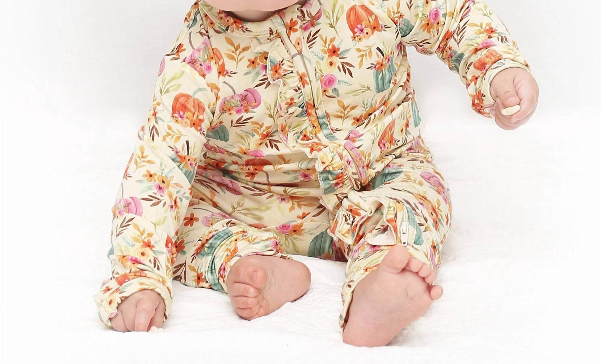 Little Snuggles - Baby Girl Pumpkin Patch Romper - Rack Hunt -