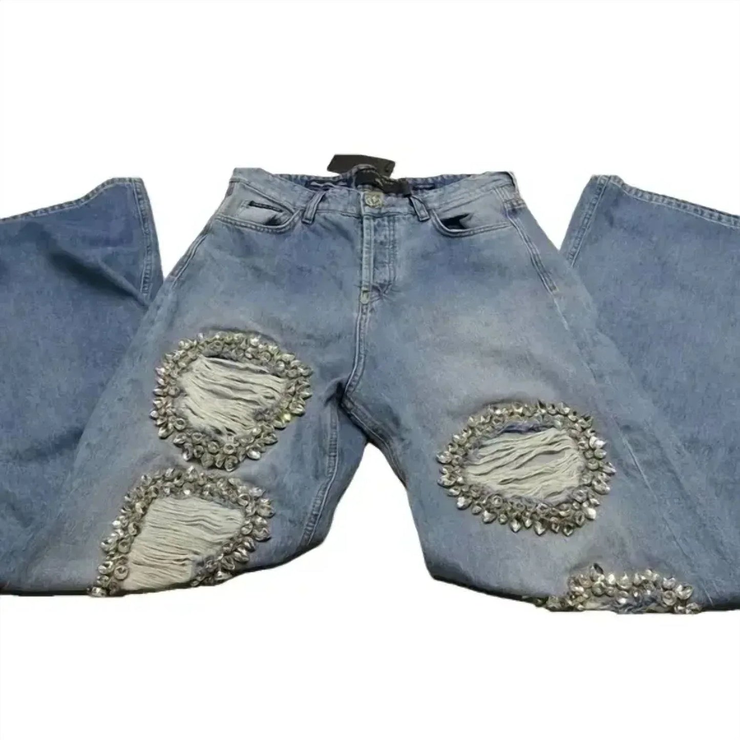 PHILIPP PLEIN - Women's Denim Skater Wide Leg Distressed Jean - Rack Hunt