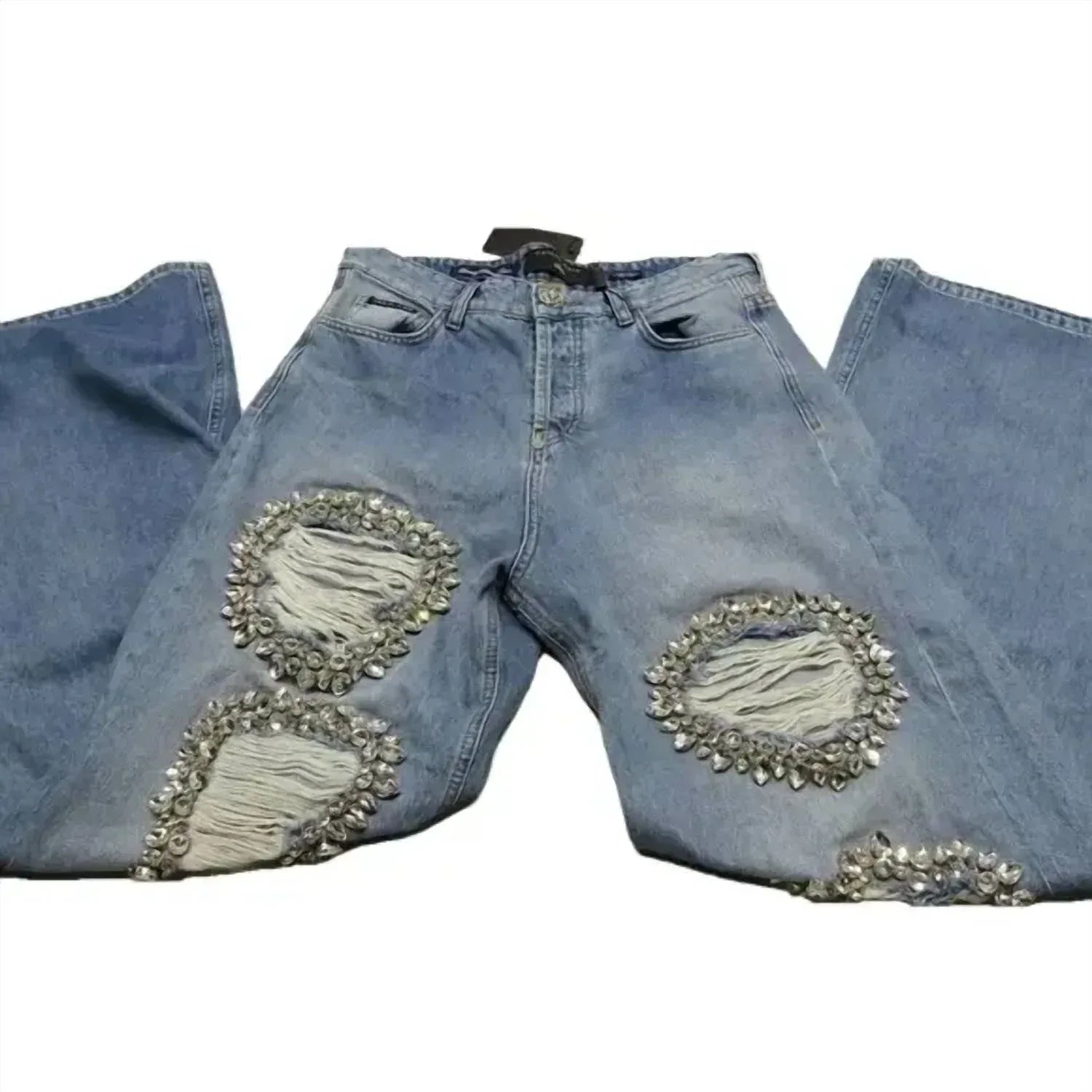 PHILIPP PLEIN - Women's Denim Skater Wide Leg Distressed Jean - Rack Hunt