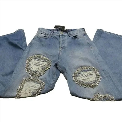 PHILIPP PLEIN - Women's Denim Skater Wide Leg Distressed Jean - Rack Hunt
