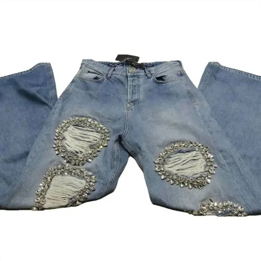 PHILIPP PLEIN - Women's Denim Skater Wide Leg Distressed Jean - Rack Hunt