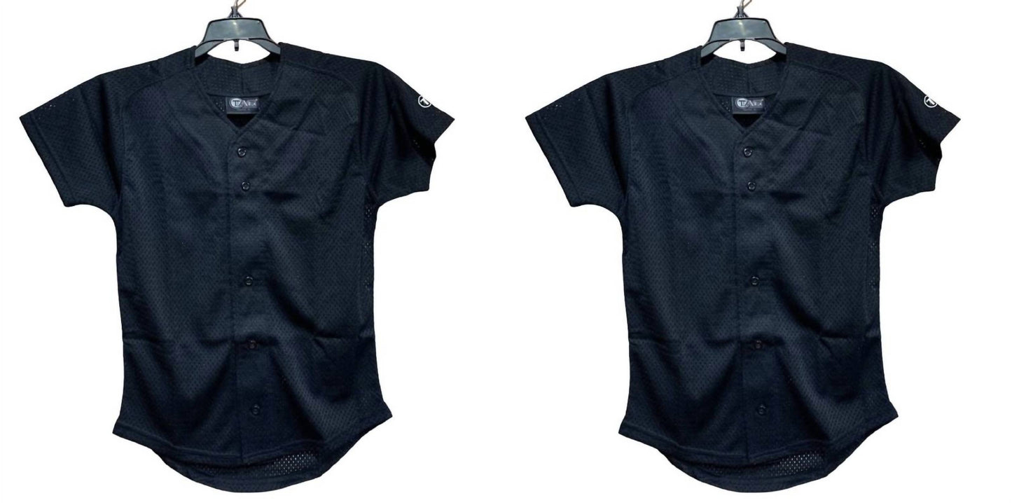 Youth Button Down Baseball Mesh Short Sleeve Jersey - 2-Pack