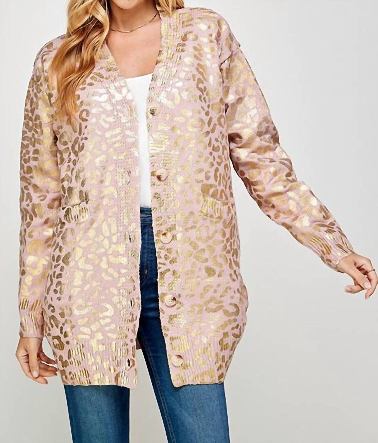 Foil Animal Print Long Cardigan