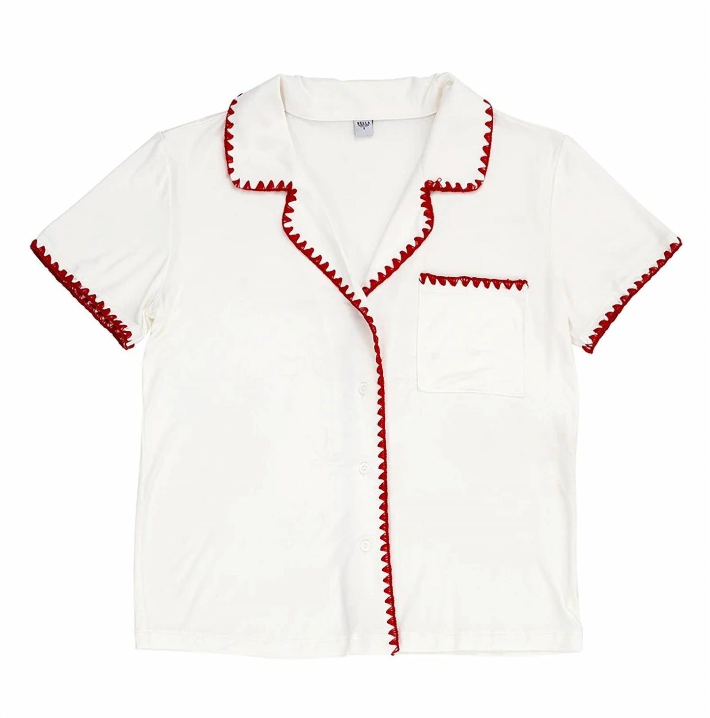 Red Stitched Bamboo Pajama Set