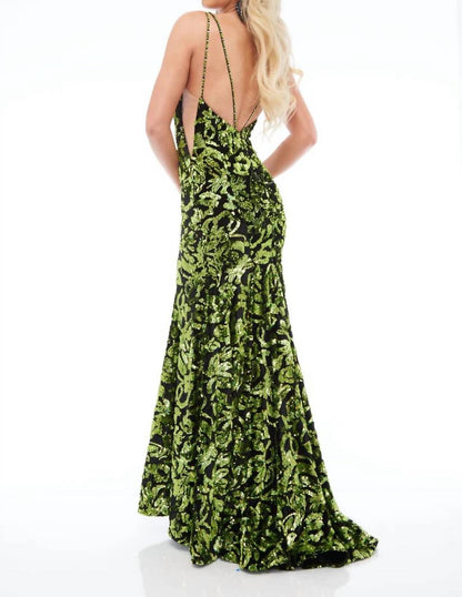 Sheer Side Beaded Gown