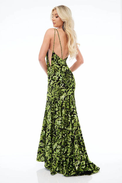 Sheer Side Beaded Gown