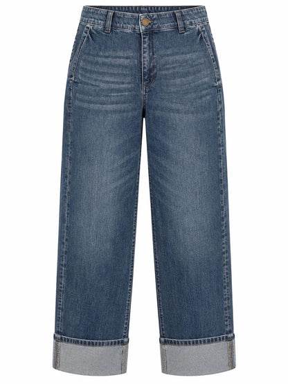 Cuffed Boyfriend Denim Jeans