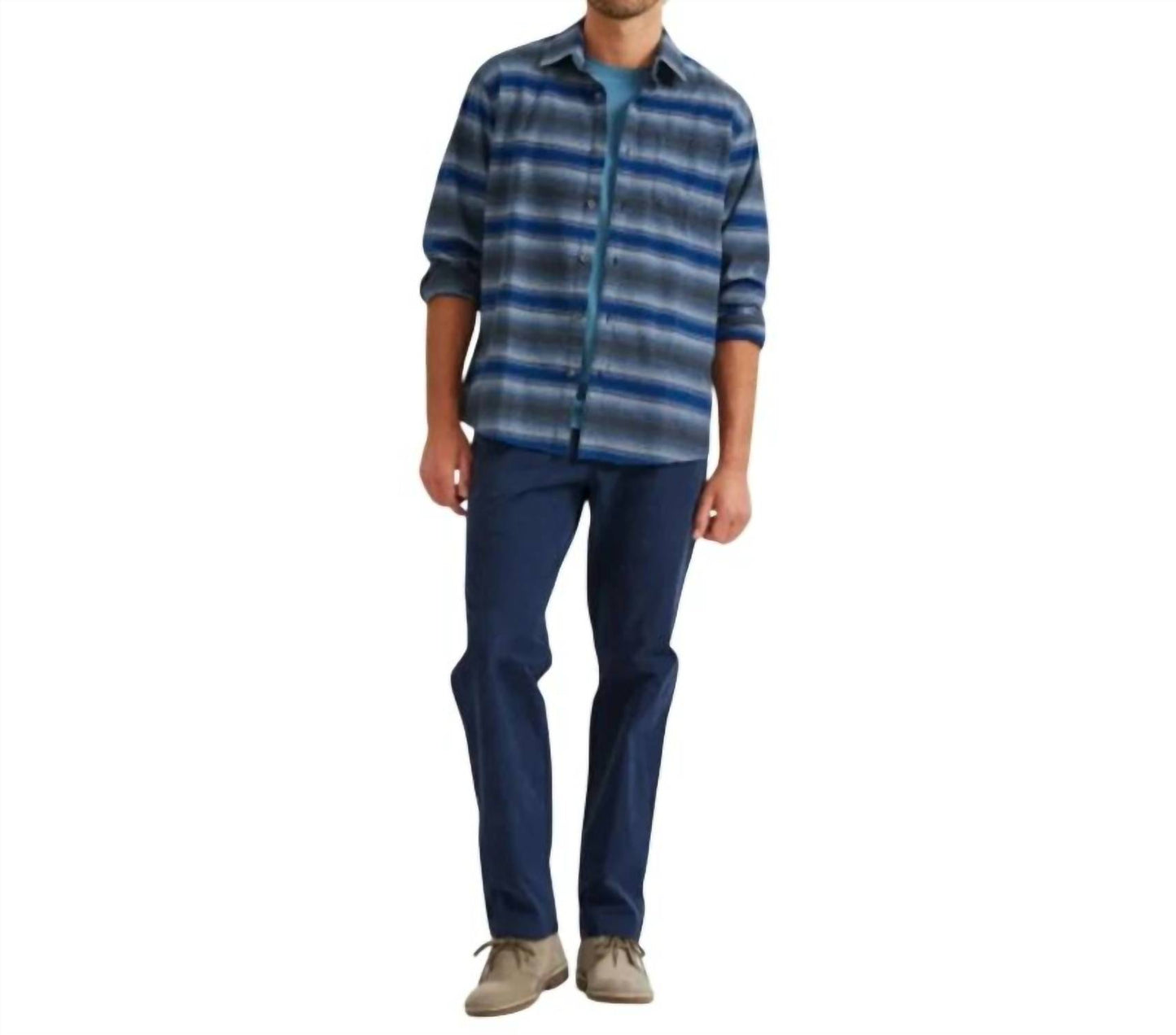Striped Long Sleeve Flannel Button Up Shirt