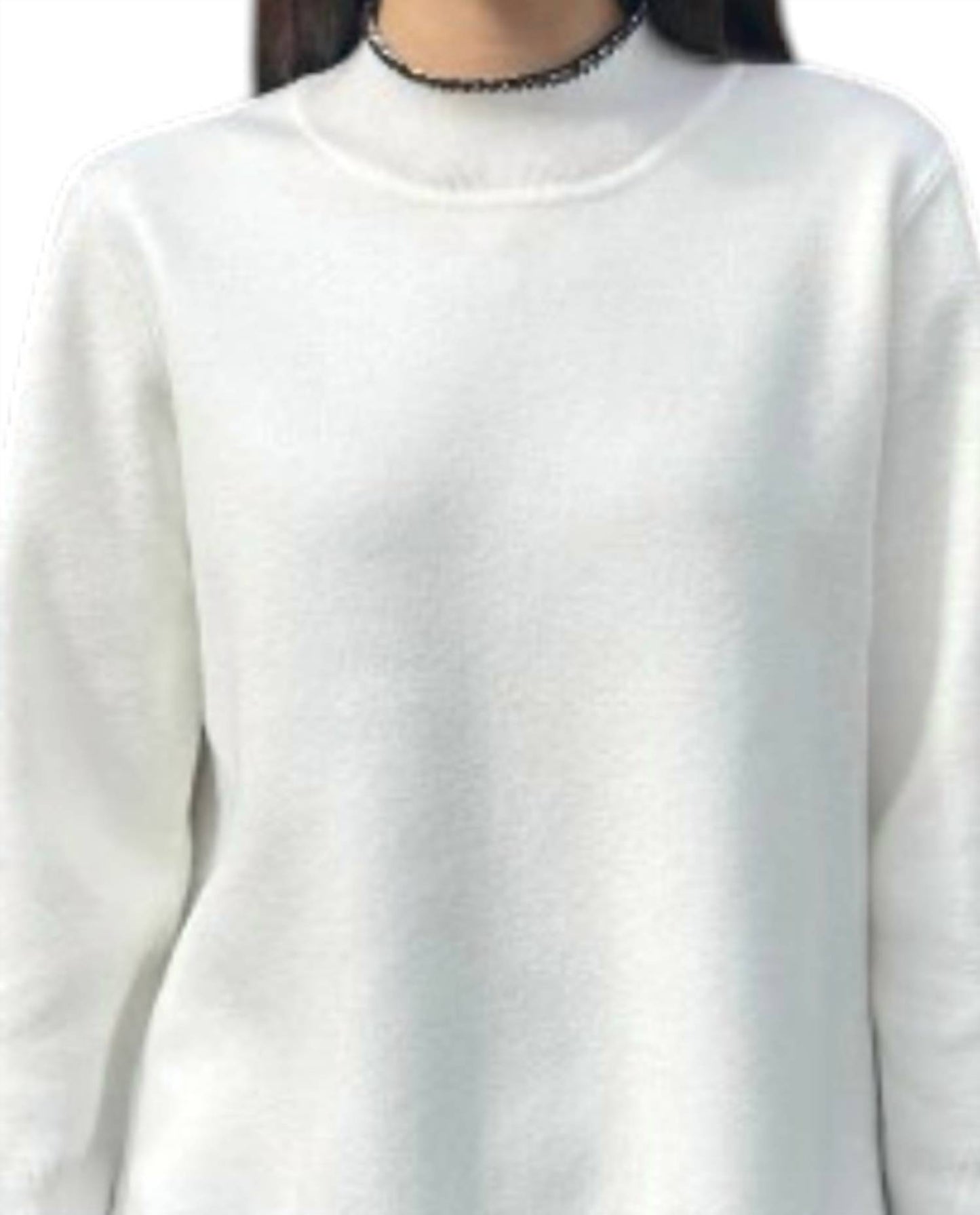 High-low Mock Neck Sweater With Stitched Trim