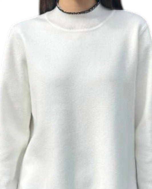 High-low Mock Neck Sweater With Stitched Trim