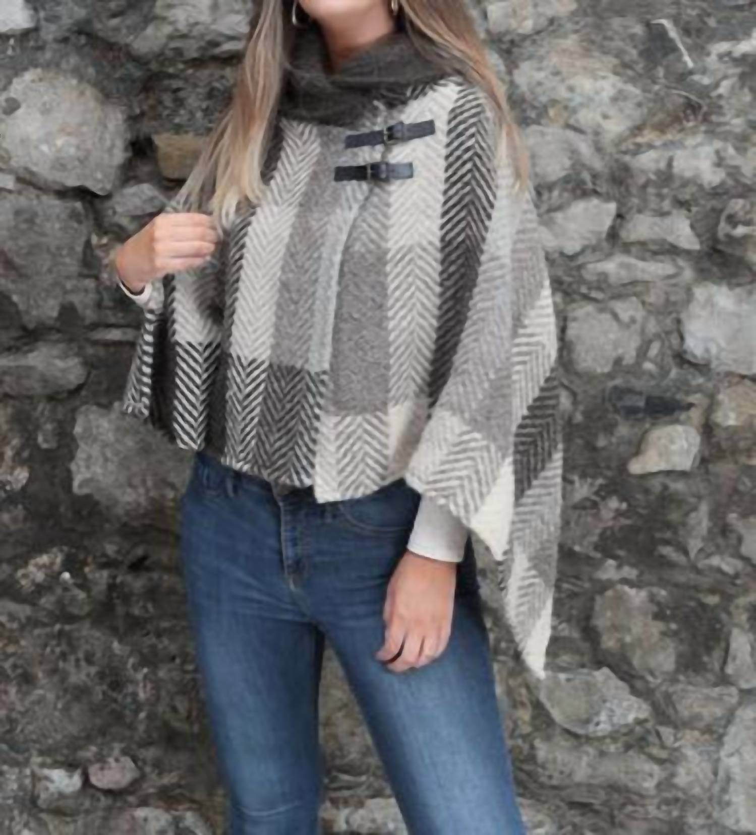 Branigan Weavers - Shawl Collar Poncho – Multi Brown - Rack Hunt -